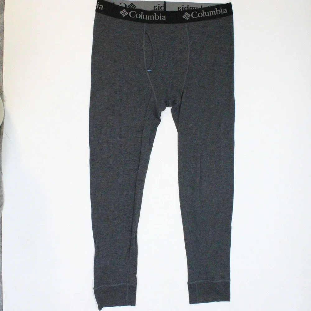 Columbia Mens XL Charcoal Gray Waffle Knit Thermal Base Layer Leggings Pants